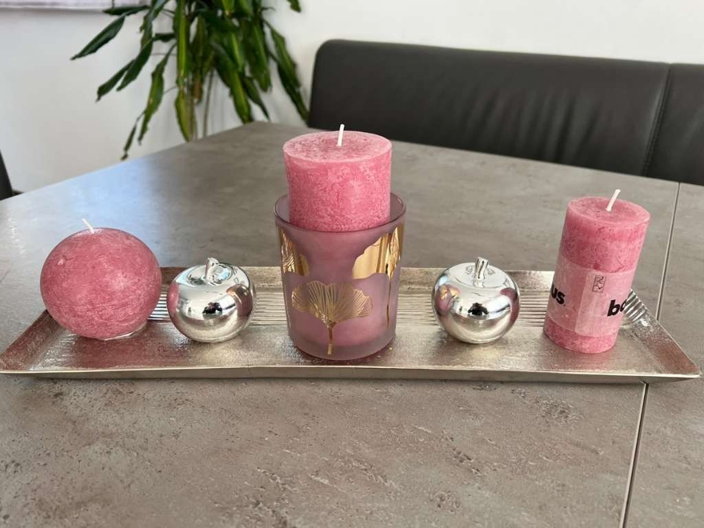 Conjunto de Velas Decorativas com Bandeja